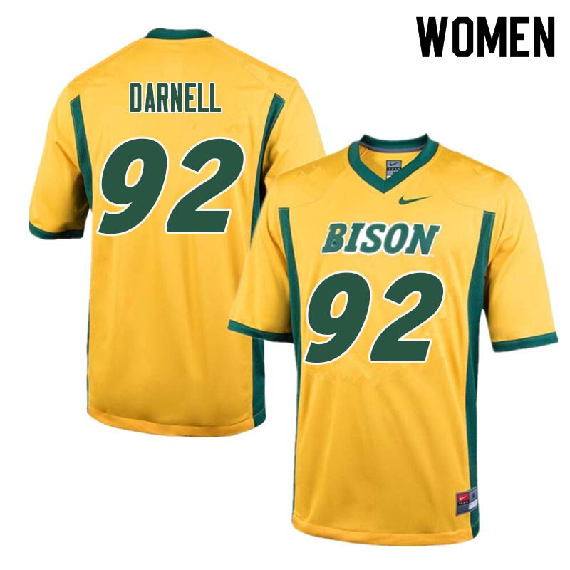 Women #92 Jack Darnell North Dakota State Bison College Football Jerseys Sale-Yellow